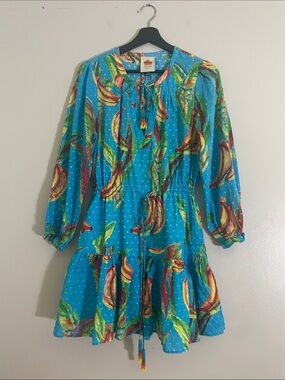 FARM Rio Turquoise Tropical Banana Print Mini Dress - Excellent condition